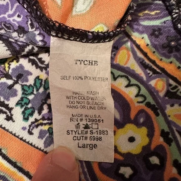 Tyche Maxi Skirt. Floral Paisley Stripes Slits on Sides, Orange, Purple. Large. - Picture 14 of 16